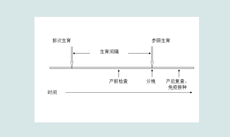 图18.1 一个标准生育间隔期中,有可能接受医疗服务的时间点